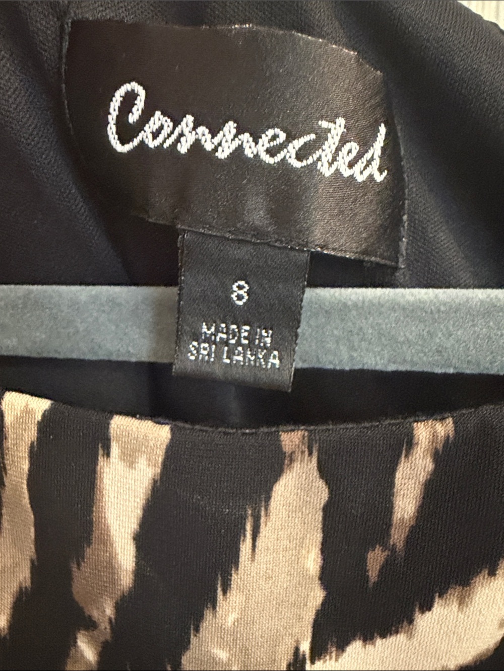 connected apparel Black and Beige Abstract-Print Midi Dress with Front Twist - Picture 8 of 12